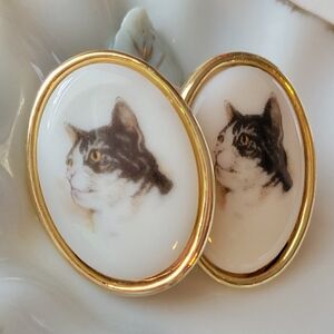 Cute Cat Earrings ~ Crafts ~ Assemblage ~ Repurpose ~ Pierced - No Backs